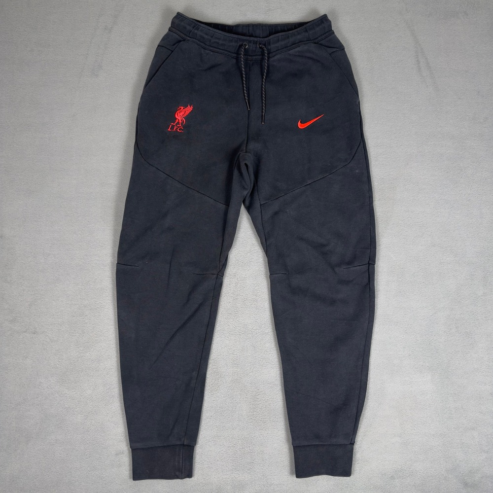 Nike Liverpool FC Tech Fleece Joggers Mens S Black Red LFC Slim Sweatpants